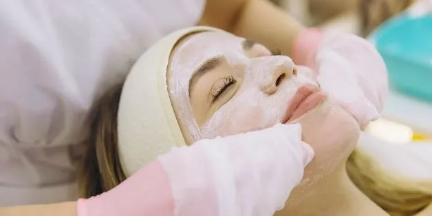 Soothing mask during a steam facial in Bolingbrook, IL